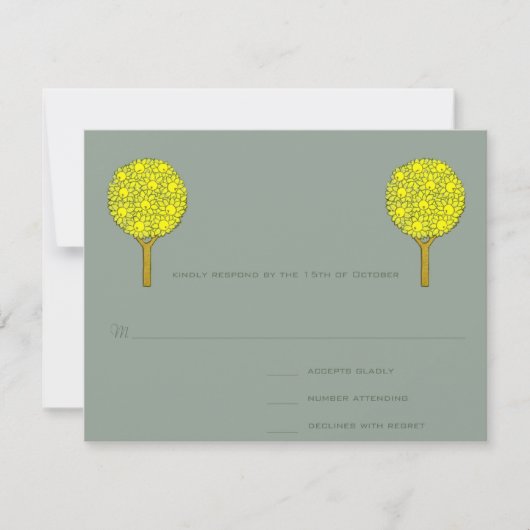 Art Nouveau Lemon Tree RSVP Response Kaart (Voorkant)