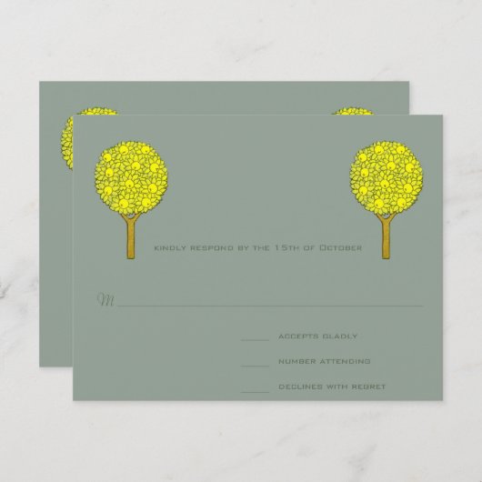 Art Nouveau Lemon Tree RSVP Response Kaart (Voorkant / Achterkant)