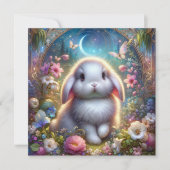 Art Nouveau Lente Schattigee grillige paashaas Feestdagenkaart (Voorkant)