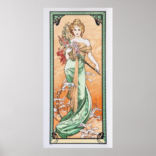 Art Nouveau Lente van Alphonse Mucha Poster (Voorkant)