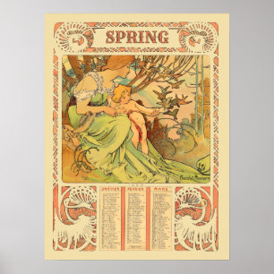 Art Nouveau Lentekalender uit het Victoriaanse tij Poster