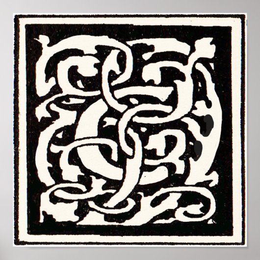 Art Nouveau Letter C met Vintage Monogram Poster (Voorkant)