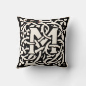 Art Nouveau Letter M met Monogram Vintage Kussen (Achterkant)
