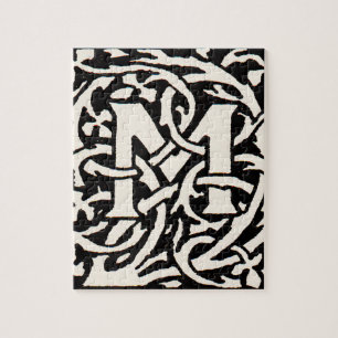 Art Nouveau Letter M met Monogram Vintage Legpuzzel