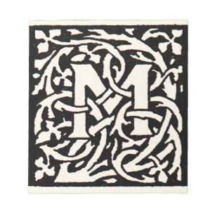 Art Nouveau Letter M met Monogram Vintage Notitieblok