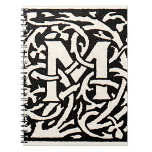 Art Nouveau Letter M met Monogram Vintage Notitieboek