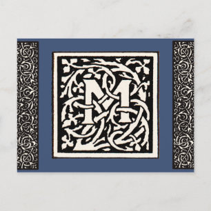 Art Nouveau Letter M met Vintage Monogram Briefkaart