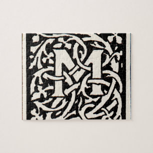 Art Nouveau Letter M met Vintage Monogram Legpuzzel