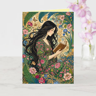 Art Nouveau lezen in de tuin Kaart