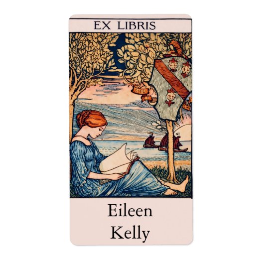 Art Nouveau Lezende vrouw Etiket (Voorkant)