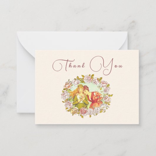  Art Nouveau LGBTQ Twee Brides Dank u Notitiekaartje (Voorkant)
