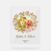 Art Nouveau LGBTQ Twee bruiden bruiloft Acryl Bord (Voorkant)