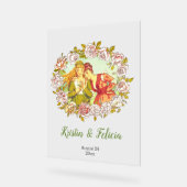 Art Nouveau LGBTQ Twee bruiden bruiloft Acryl Bord (Hoek)