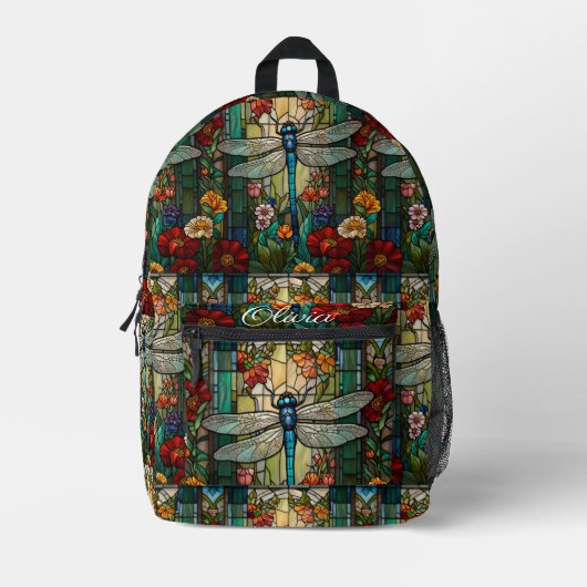 art nouveau libel boho monogram bedrukte rugzak (Voorkant)