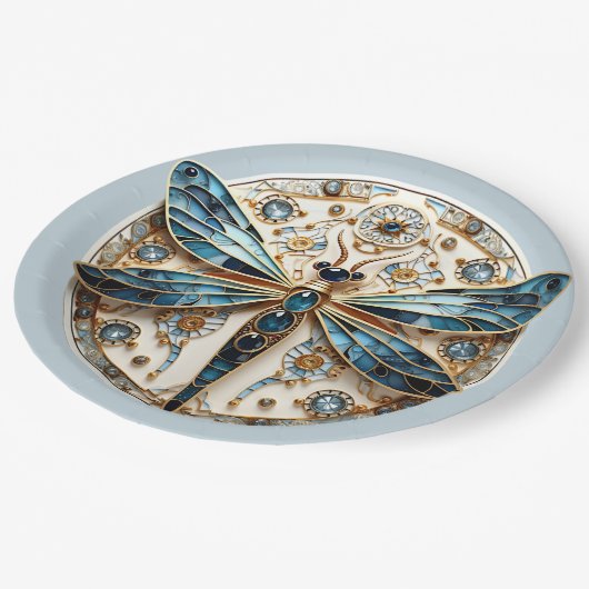 Art Nouveau libel saffieren Elegant goud Papieren Bordje (Gekanteld)