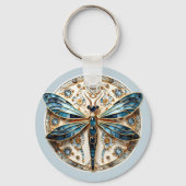 Art Nouveau libel saffieren Elegant goud Sleutelhanger (Voorkant)