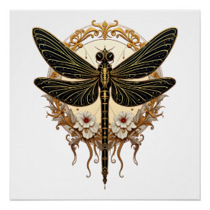 Art Nouveau Libelle Elegante Steampunk Perfect Poster