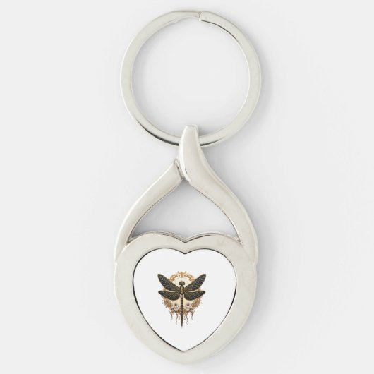 Art Nouveau Libelle Elegante Steampunk Sleutelhanger (Voorkant)