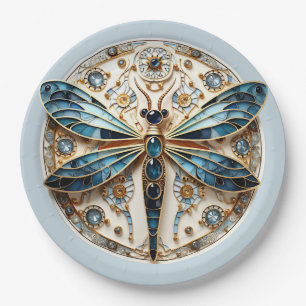 Art Nouveau Libelle Saffieren Elegant Goud   Papieren Bordje