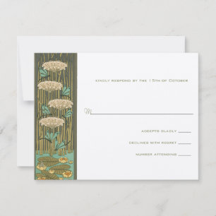 Art Nouveau Libelle Waterlelie Reactiekaart RSVP Kaartje
