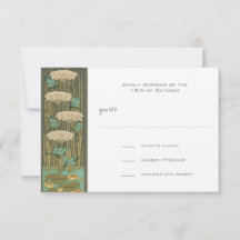 Art Nouveau Libelle Waterlelie RSVP Antwoordkaart