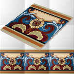 Art Nouveau libellen & bloemen fries Tegeltje<br><div class="desc">Dit is een digitaal verbeterde print afkomstig uit een antiek Victoriaans periode 1899 fries van libellen en bloemetjes in de art nouveau stijl. In deze sjabloon kunt u zowel de achtergrondkleur als de grootte en kleur van de horizontale streepranden aanpassen.</div>