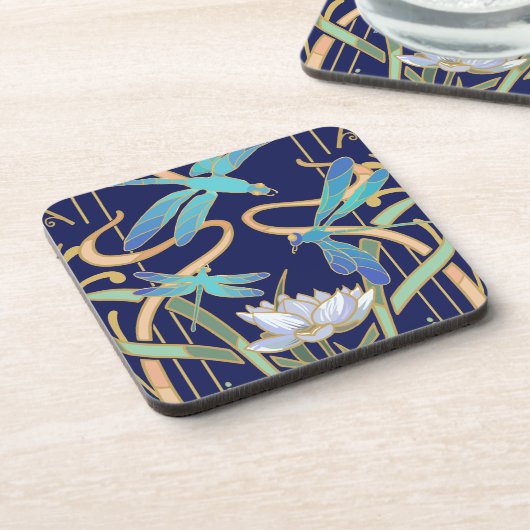 Art Nouveau libellen patroon Bier Onderzetter (Linkerzijde)