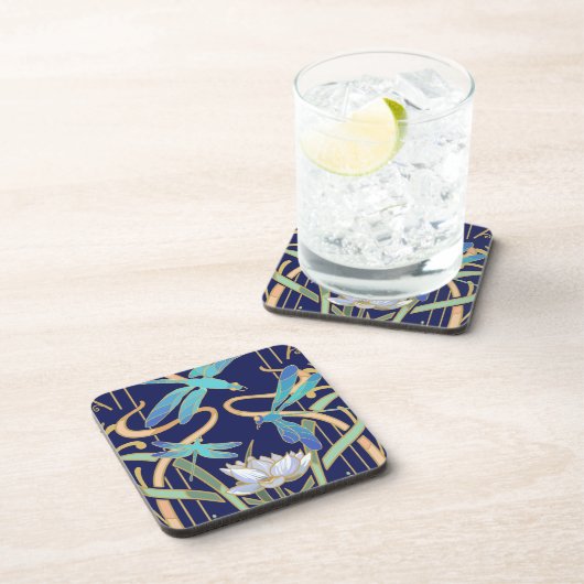 Art Nouveau libellen patroon Bier Onderzetter (Rechterzijde)