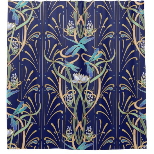 Art Nouveau libellen patroon douche gordijn (Voorkant)