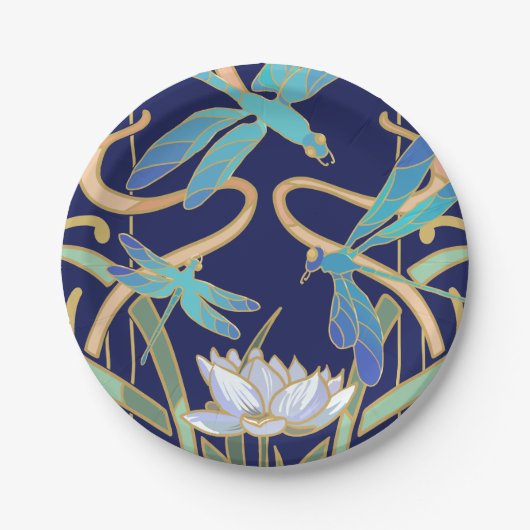 Art Nouveau libellen patroon Papieren Bordje (Voorkant)