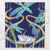 Art Nouveau libellen patroon Wijn Etiket (Enkel label)