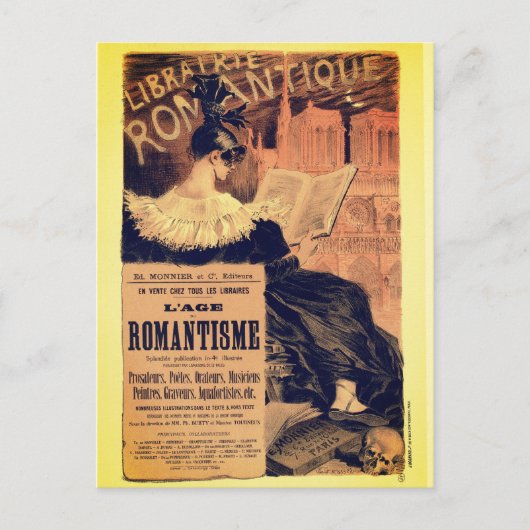Art nouveau librairie romantique gothic grasset briefkaart (Voorkant)