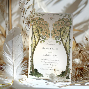  Art Nouveau Liefdesboom Bruiloft Kaart