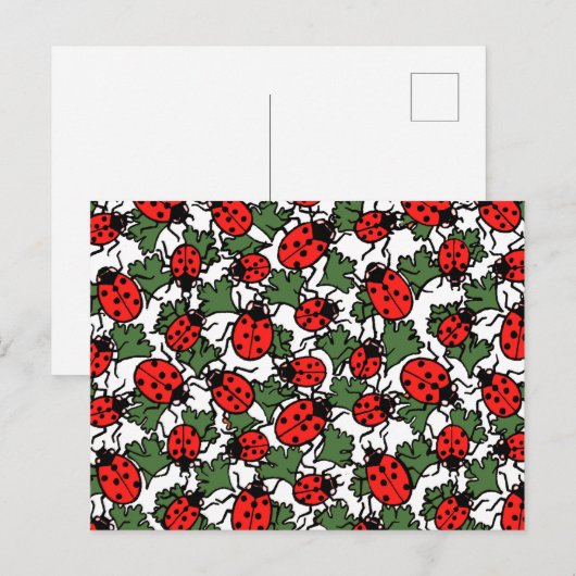 Art Nouveau Lieveheersbeestje Insectenpatroon Briefkaart (Voorkant / Achterkant)