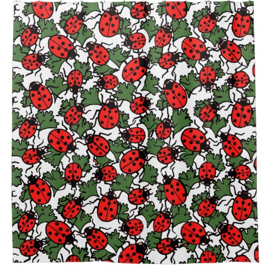 Art Nouveau Lieveheersbeestje Insectenpatroon Douchegordijn (Voorkant)