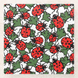 Art Nouveau Lieveheersbeestje Insectenpatroon Glazen Onderzetter