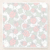 Art Nouveau Lieveheersbeestje Insectenpatroon Glazen Onderzetter (Achterkant)