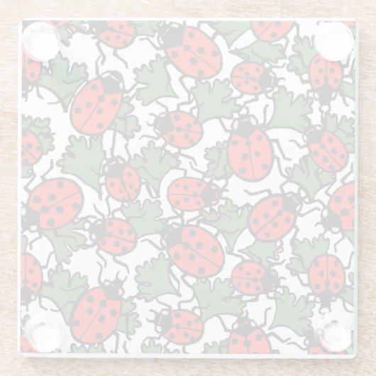 Art Nouveau Lieveheersbeestje Insectenpatroon Glazen Onderzetter (Achterkant)