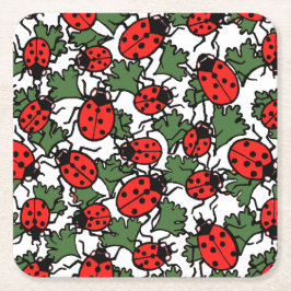 Art Nouveau Lieveheersbeestje Insectenpatroon Kartonnen Onderzetters