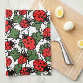 Art Nouveau Lieveheersbeestje Insectenpatroon Theedoek (Quarter Fold)