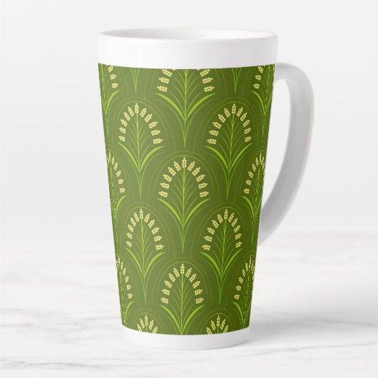 Art Nouveau Light Green Flowers Latte Mok (Rechterhoek)