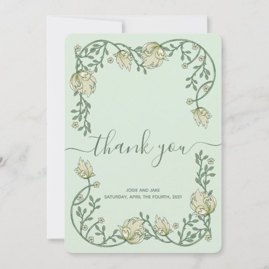 Art Nouveau  lijst bruiloft bedankt je kaart (Voorkant)