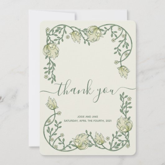 Art Nouveau lijst bruiloft bedankt je kaart (Voorkant)