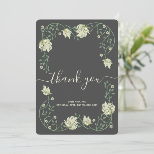 Art Nouveau lijst bruiloft bedankt je kaart (Staand voorkant)