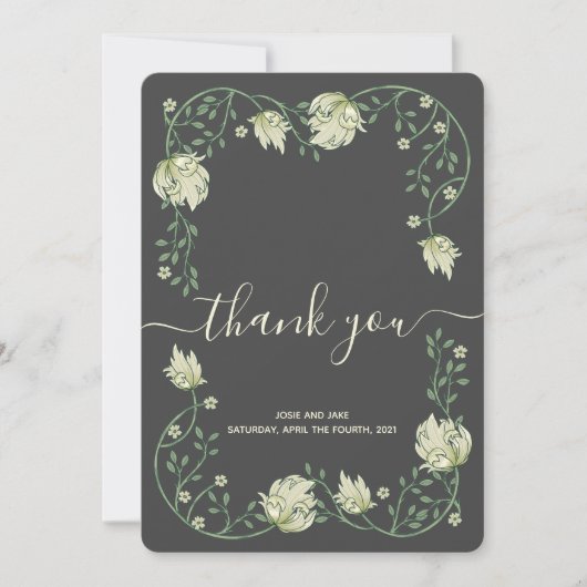 Art Nouveau lijst bruiloft bedankt je kaart (Voorkant)