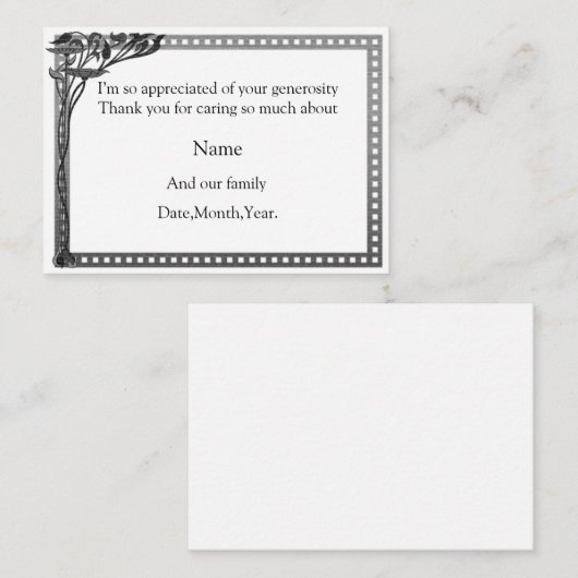 Art Nouveau Lijst - Hartelijk dank Notitiekaartje (Voorkant / Achterkant)