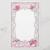  Art Nouveau-Lijst met bladeren en bloemen Briefpapier (Voorkant)