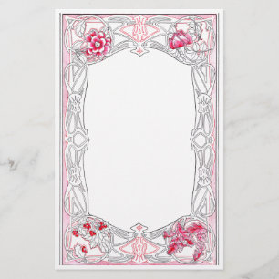 Art Nouveau-Lijst met bladeren en bloemen Briefpapier