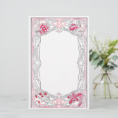  Art Nouveau-Lijst met bladeren en bloemen Briefpapier (Staand voorkant)