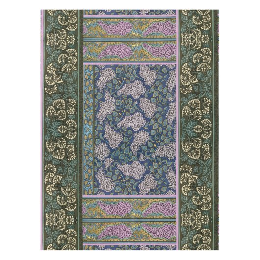 ART NOUVEAU LILACS, FOLIAGE Lila Blauwe Groene Flo Tafelkleed (Voorkant)